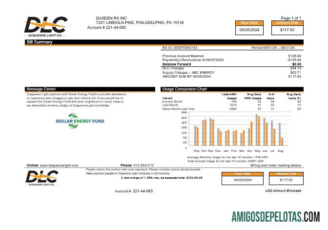 realista Modelo Word e PDF de fatura de serviços públicos DLC dos EUA, versão 2
